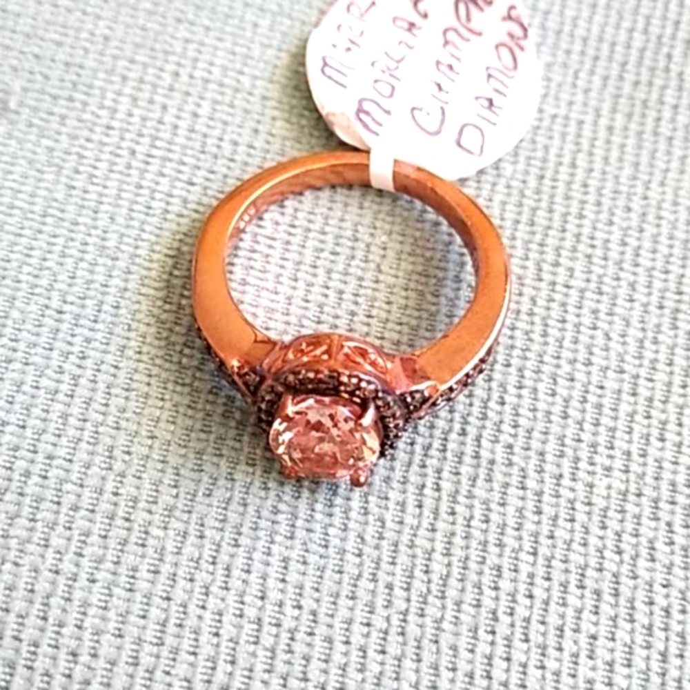 🌸 MARROPINO MORGANITE, CHAMPAGNE DIAMOND RING🌸 - Picture 3 of 5